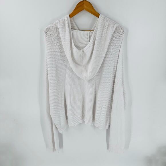 525 America Knit Hoodie Sweater White Lightweight Slouchy Pullover XL - Picture 2 of 9
